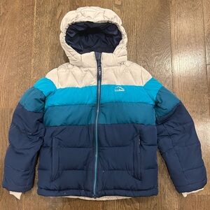 L.L. Bean Blue and Cream Puffer Jacket
